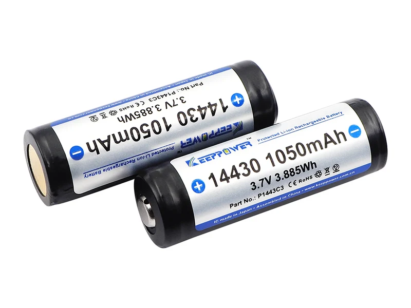 Keeppower 14430 - 1050mAh 3,6V - 3,7V Li-Ionen-Akku mit Schutzelektronik P1443C3