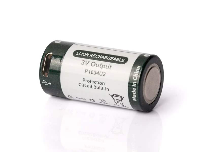 Keeppower RCR123A - 3V - 1000mAh Lithium Ionen Akku (Wiederaufladbar über micro USB)