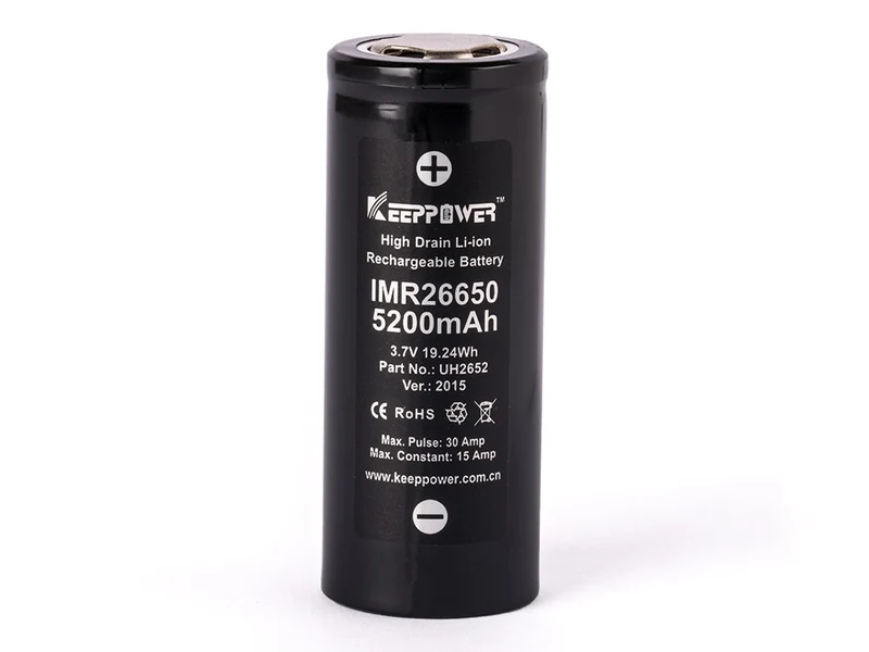 Keeppower IMR26650 - 5200mAh, 15A, 3,6V - 3,7V Li-Ion-Akku