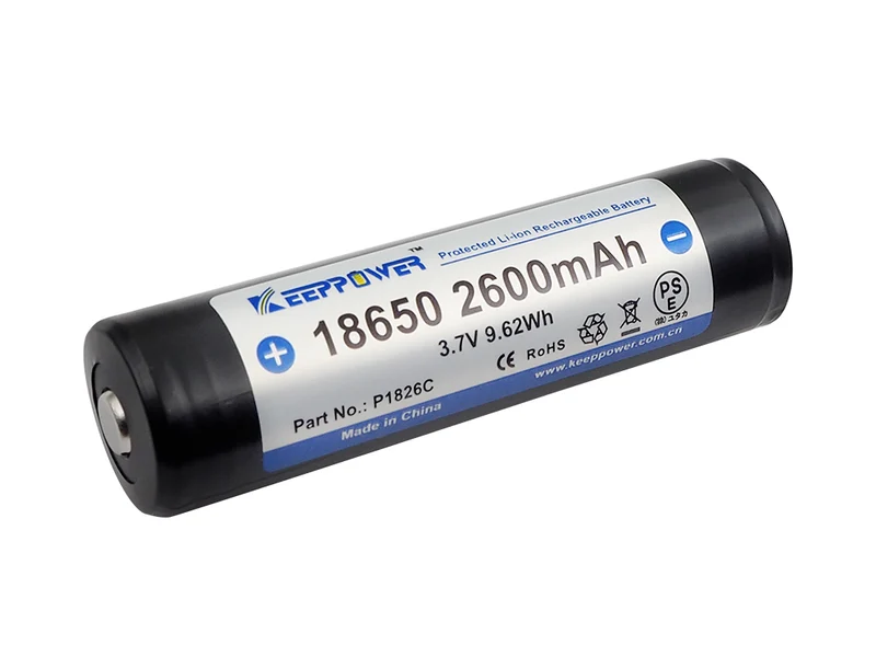 Keeppower 18650 - 2600mAh, 3,6V - 3,7V Li-Ion-Akku PCB geschützt P1826C