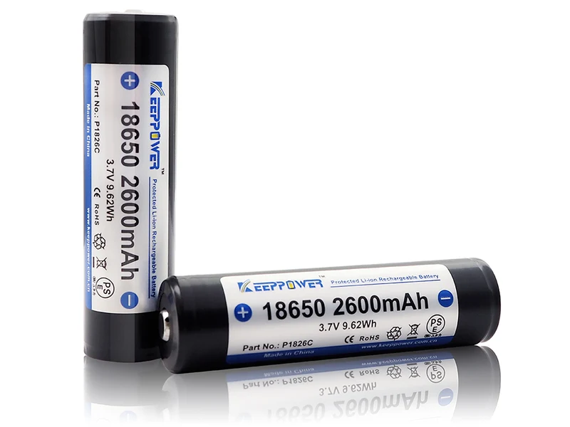 Keeppower 18650 - 2600mAh, 3,6V - 3,7V Li-Ion-Akku PCB geschützt P1826C