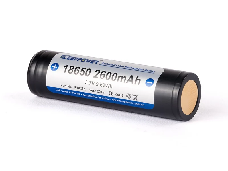 Keeppower 18650 - 2600mAh, 3,7V Li-Ion-Akku geschützt (Samsung)