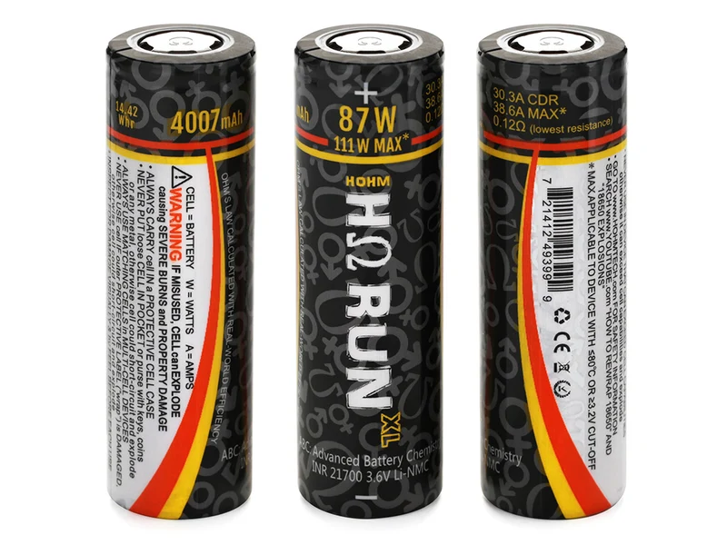 HohmTech RunXL 21700 4007mAh max. *38,6A Lithium-Ionen-Akku NMC, 3,6V - 3,7V