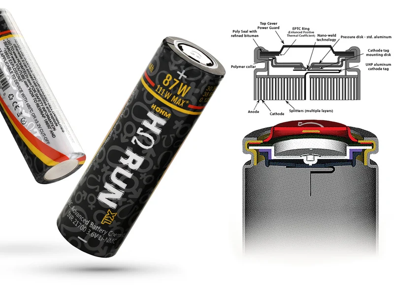 HohmTech RunXL 21700 4007mAh max. *38,6A Lithium-Ionen-Akku NMC, 3,6V - 3,7V