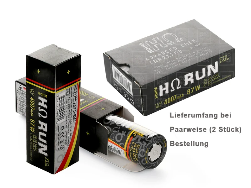 HohmTech RunXL 21700 4007mAh max. *38,6A Lithium-Ionen-Akku NMC, 3,6V - 3,7V