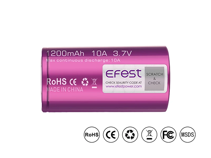 Efest IMR18350 - 1200mAh 3,6V - 3,7V Li-Ion-Akku max. 10A (15A) (Pluspol flach)