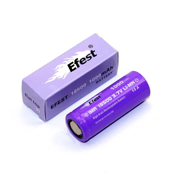 Efest Purple IMR18500 - 1000mAh 3,7V (Pluspol flach, ungeschützt)