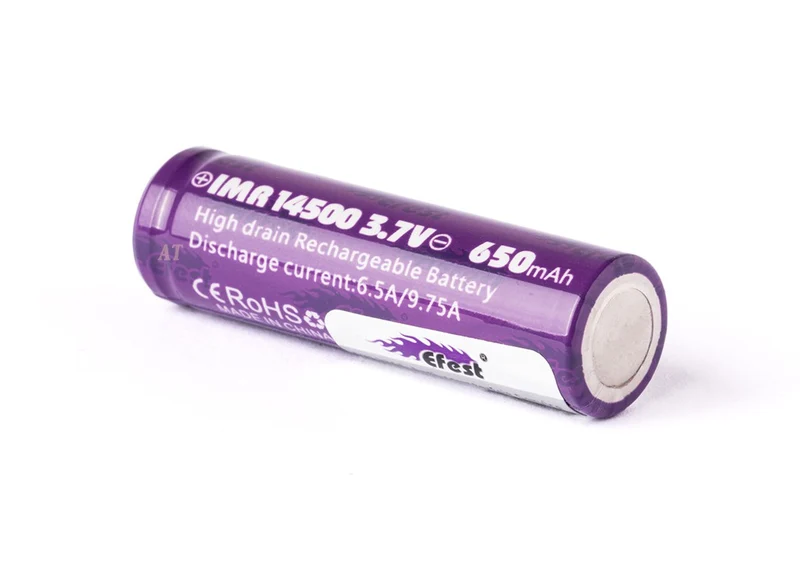 Efest IMR 14500 - 650mAh 3,6V - 3,7V Li-Ion-Akku (Pluspol flach)