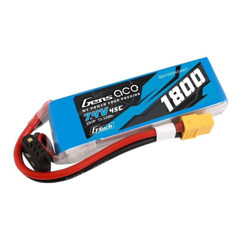 Gens Ace G-Tech 2S 1800mAh 7,4V 45C 2S1P Lipo Akkupack XT60 Stecker