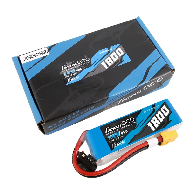 Gens Ace G-Tech 2S 1800mAh 7,4V 45C 2S1P Lipo Akkupack XT60 Stecker