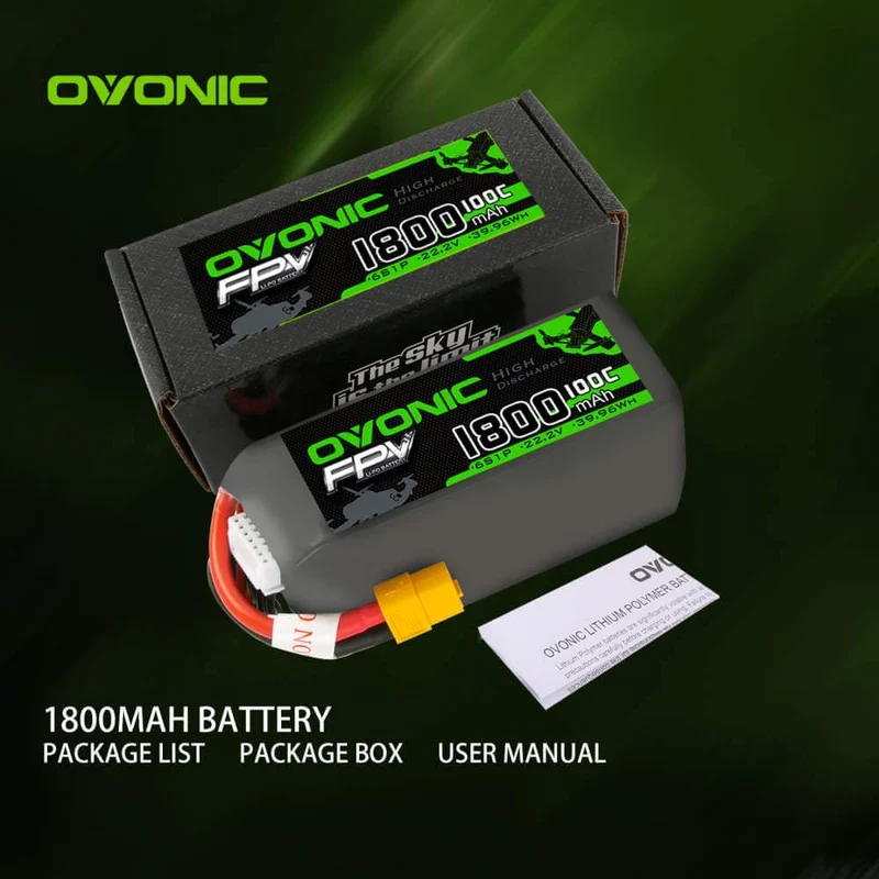 Ovonic 6S 1800mAh 100C 22,2 V LiPo-Akku für FPV-Drohnen-RC-Flugzeuge