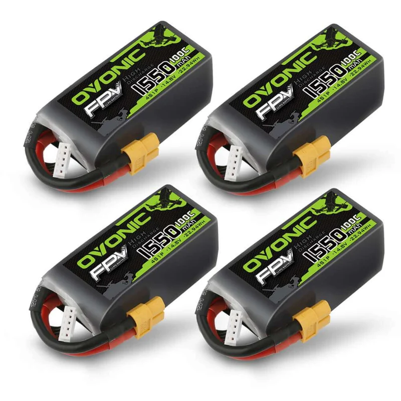 Ovonic 4S 1550mAh 100C LiPo-Akku 14,8V FPV XT60-Stecker (4 St.)