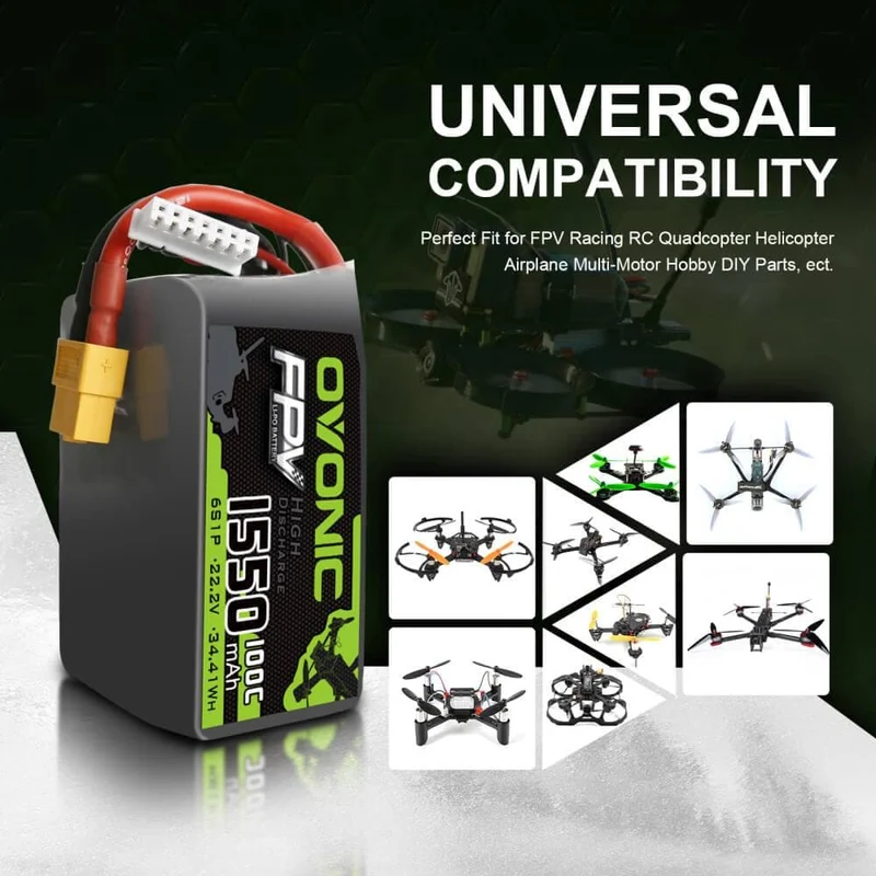 Ovonic FPV 6S 1550mAh 100C 22,2V XT60-Stecker (2 St.)