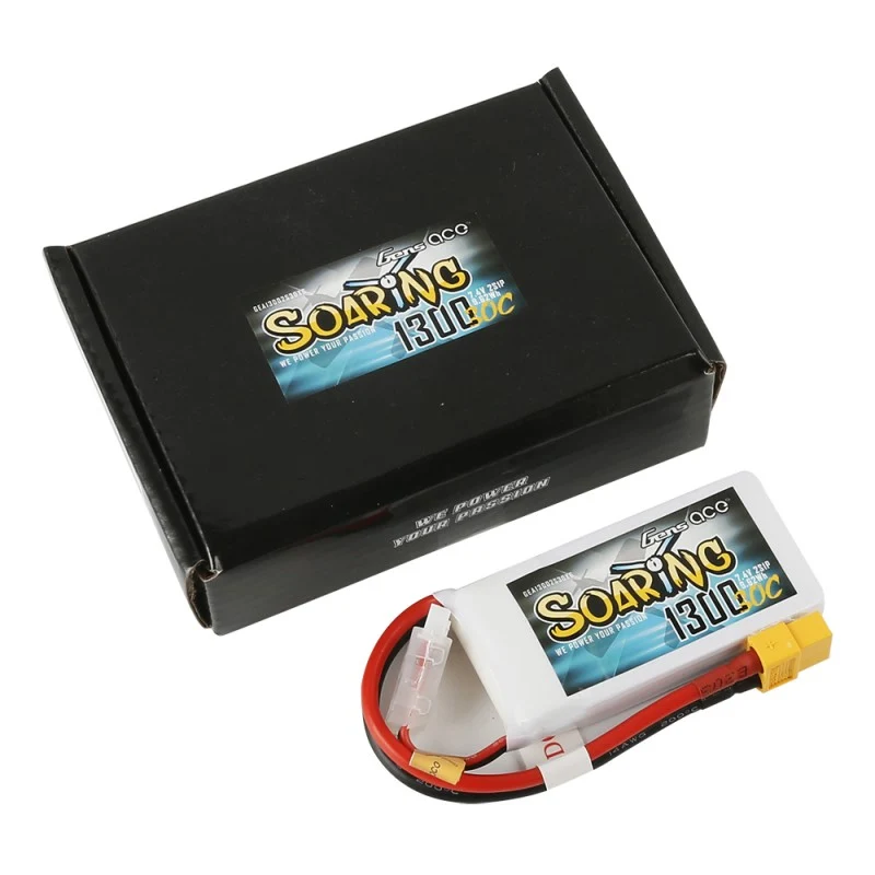 Gens Ace Soaring 1300mAh 7,4V 30C 2S1P Lipo Akkupack mit XT60 Stecker