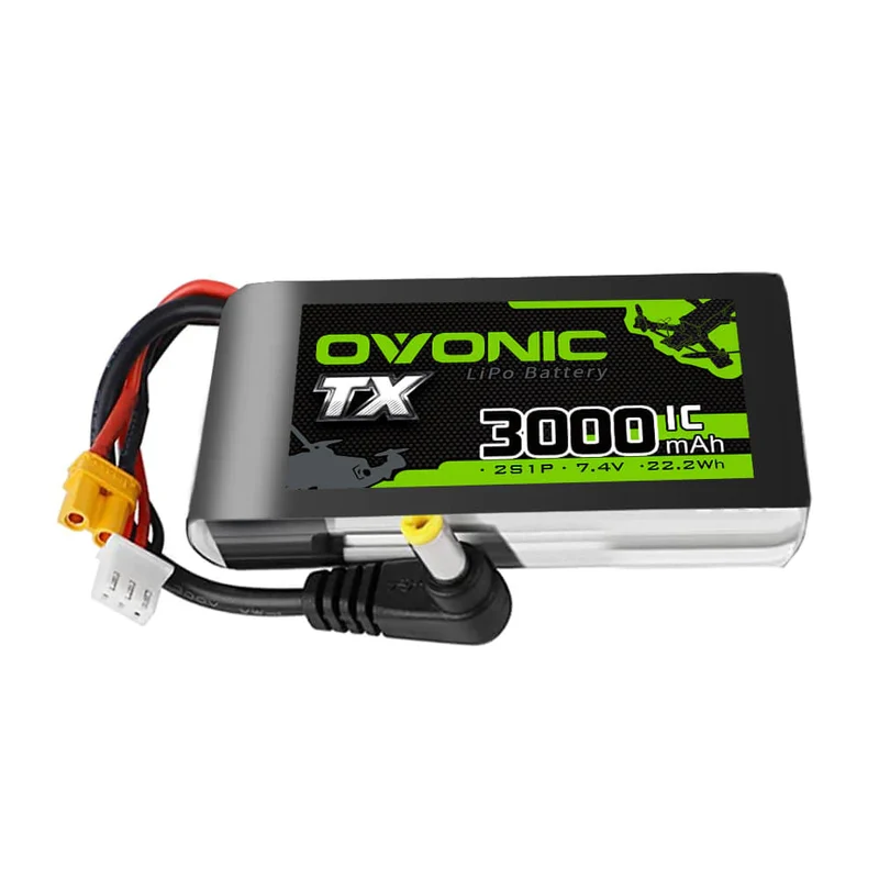 Ovonic 2S 3000mAh 1C 7,4V DC-5521 & XT60 LiPo für Fatshark FPV-Brille