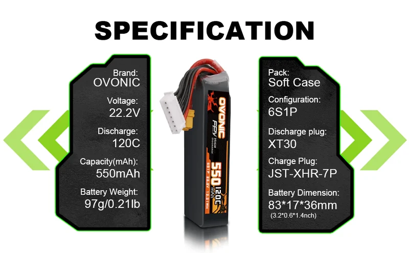 Ovonic 3S 550mAh 130C 11,1V XT30 LiPo Akku (4 St.)