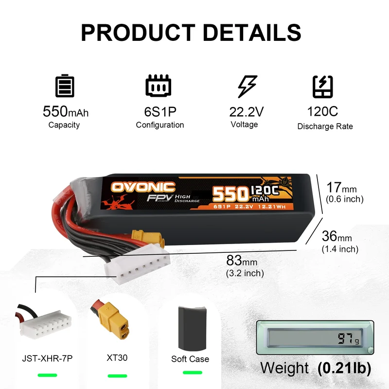 Ovonic 3S 550mAh 130C 11,1V XT30 LiPo Akku (4 St.)