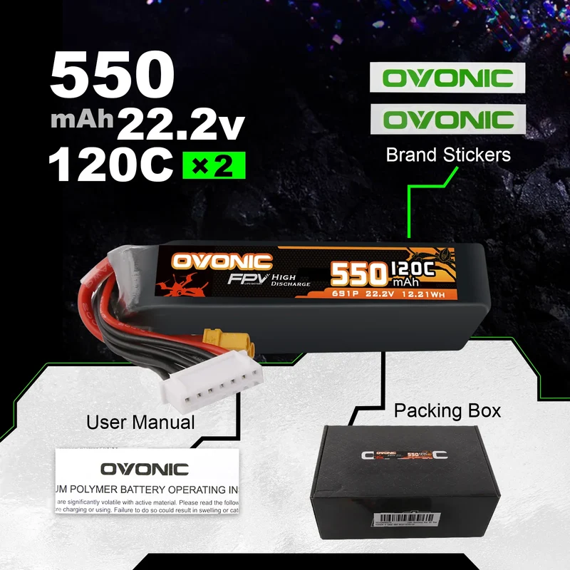 Ovonic 3S 550mAh 130C 11,1V XT30 LiPo Akku (4 St.)
