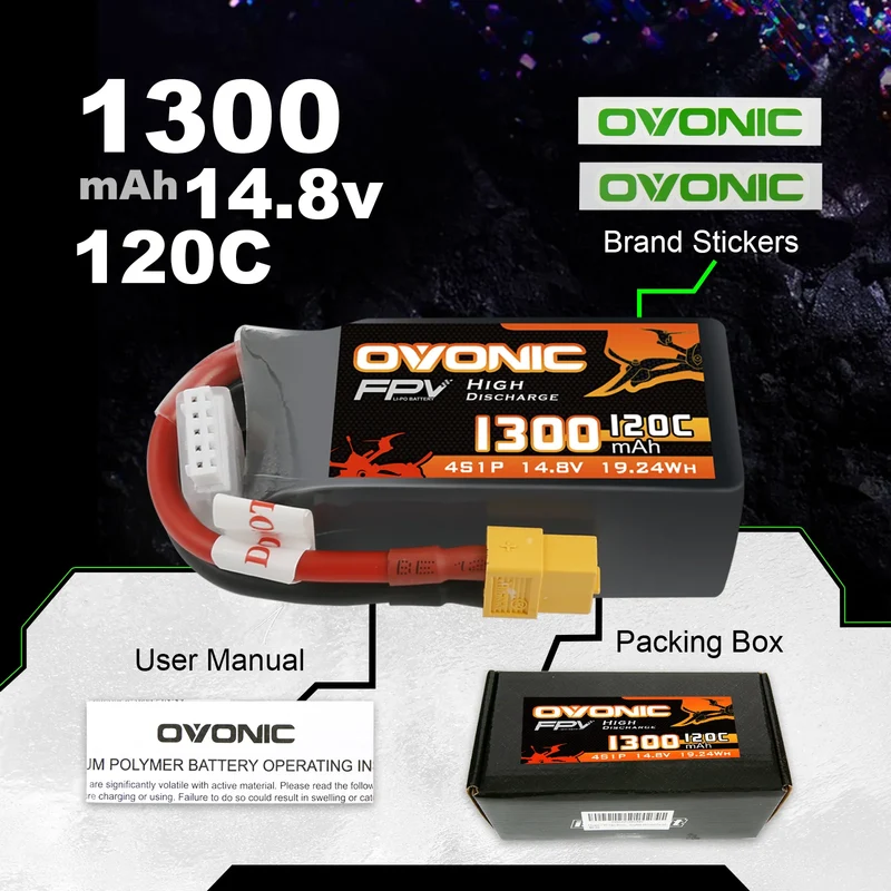 Ovonic 4S 1300mAh 120C 14,8V XT60 LiPo Akkupack (2 St.)