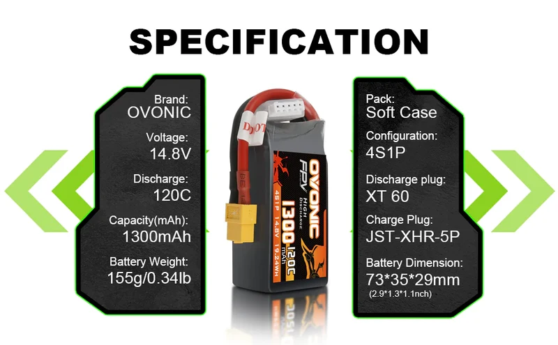 Ovonic 4S 1300mAh 120C 14,8V XT60 LiPo Akkupack (2 St.)