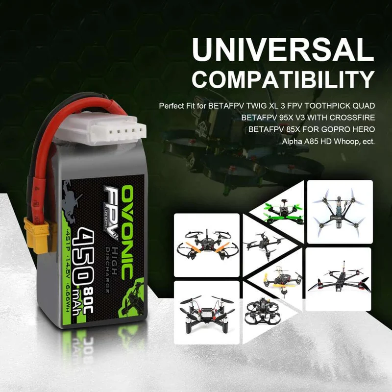 Ovonic 4S 450mAh 80C 14,8V XT30 Lipo Akku (4 St.)