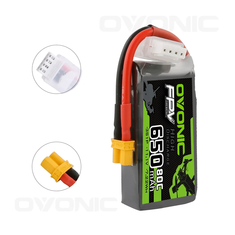 Ovonic 3S 650mah 80C 11.1V XT30 Lipo Akkupack (4 St.)