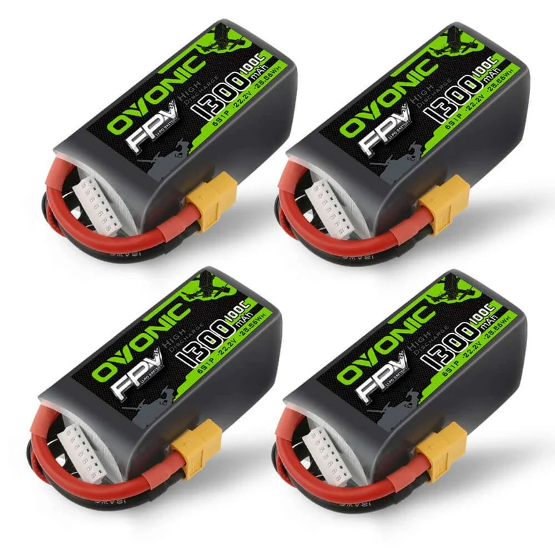 Ovonic 6S 1300mAh 100C 22.2V XT60 LiPo Akku (4 St.)