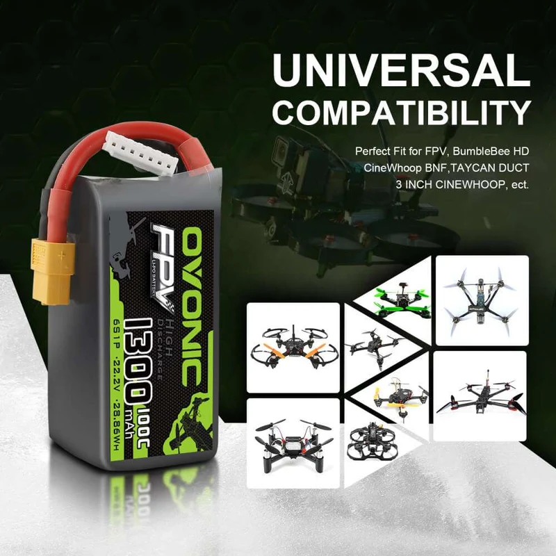 Ovonic 6S 1300mAh 100C 22.2V XT60 LiPo Akku (4 St.)