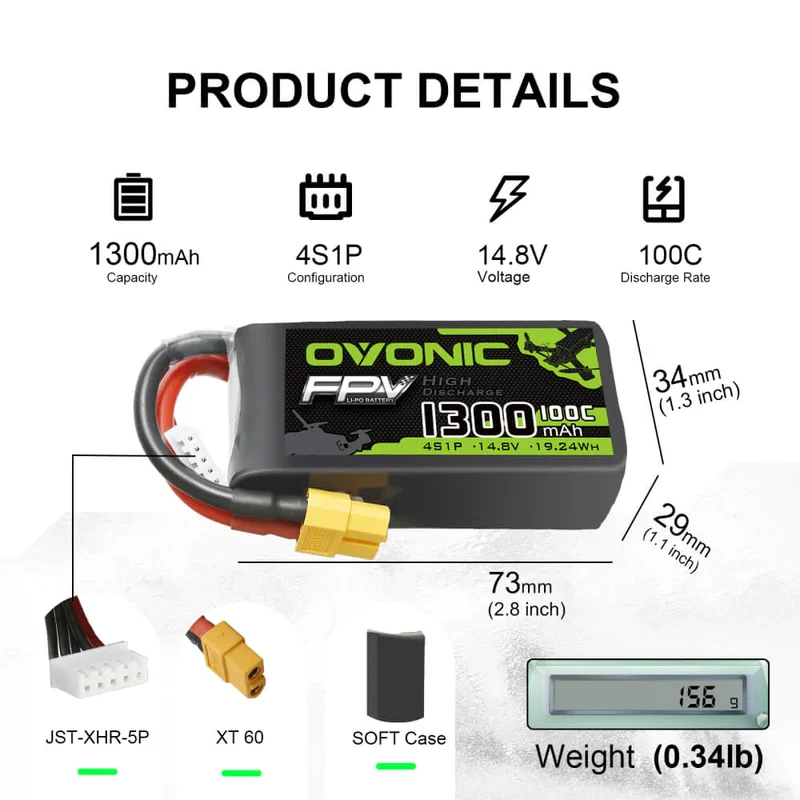 Ovonic 4S 1300mAh 100C 14,8V XT60 LiPo Pack