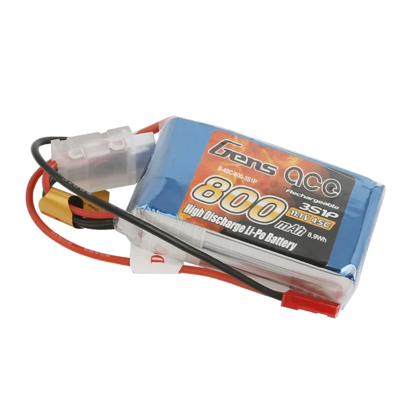 Gens Ace Lipo 800mAh 11.1V 45C 3S1P Lipo Akkupack