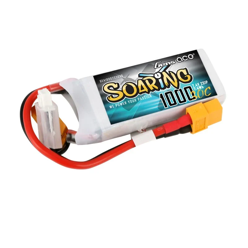 Gens Ace Soaring 1000mAh 7.4V 30C 2S1P Lipo Akkupack mit XT60 Stecker