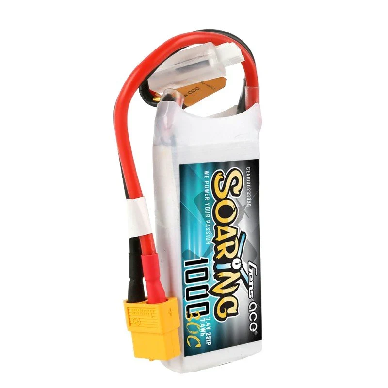 Gens Ace Soaring 1000mAh 7.4V 30C 2S1P Lipo Akkupack mit XT60 Stecker