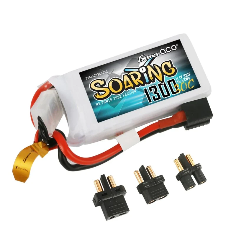 Gens Ace Soaring 1300mAh 11.1V 30C 3S1P Lipo Akkupack mit EC3/XT60/T-Stecker