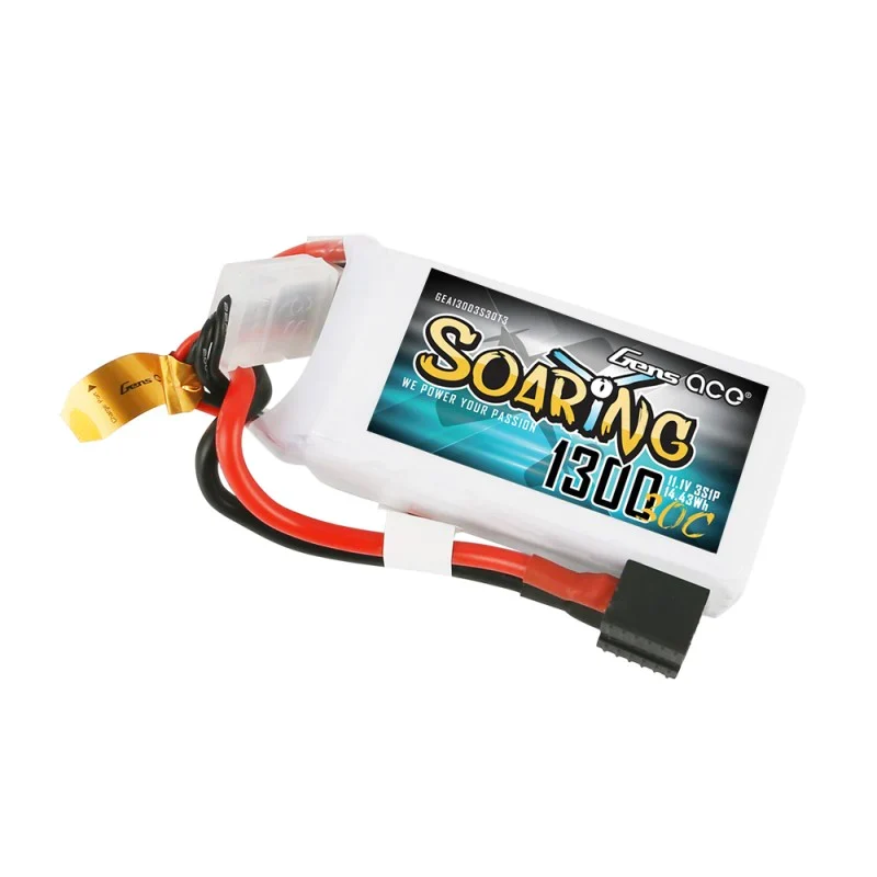 Gens Ace Soaring 1300mAh 11.1V 30C 3S1P Lipo Akkupack mit EC3/XT60/T-Stecker