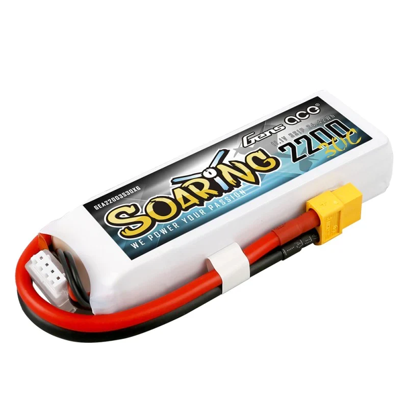 Gens Ace Soaring 2200mAh 11.1V 30C 3S1P Lipo Akkupack mit XT60 Stecker