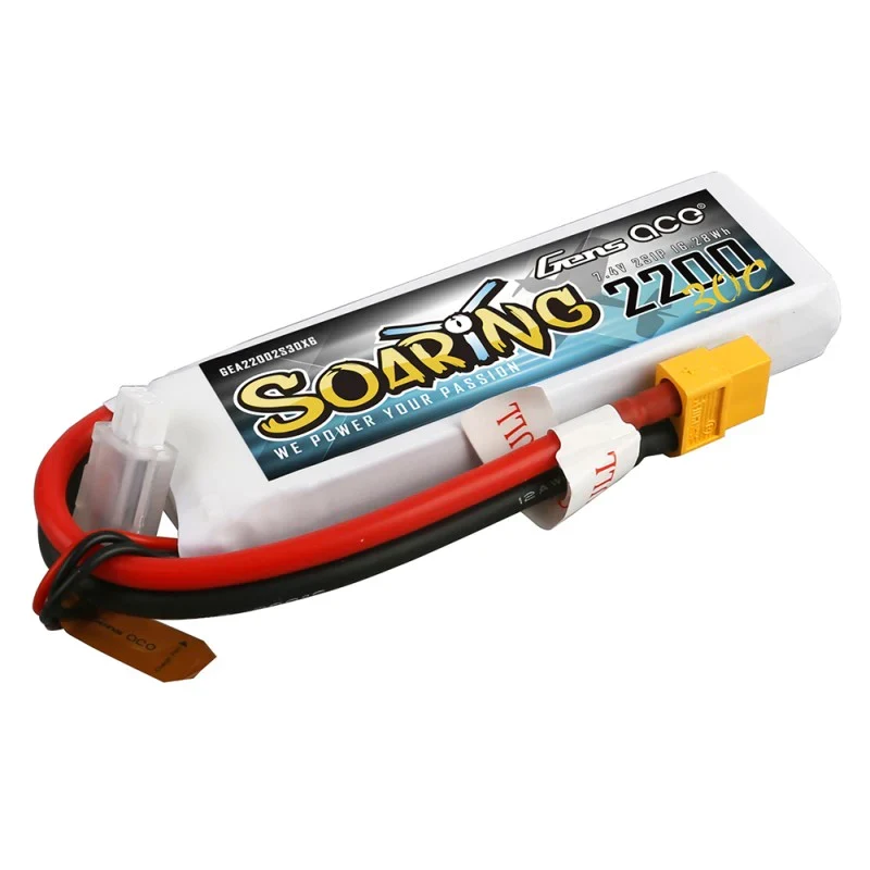 Gens Ace Soaring 2200mAh 7,4V 30C 2S1P Lipo Akkupack mit XT60 Stecker