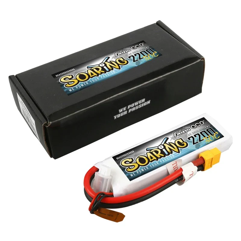 Gens Ace Soaring 2200mAh 7,4V 30C 2S1P Lipo Akkupack mit XT60 Stecker