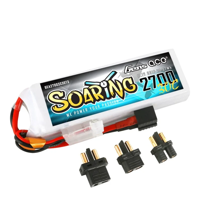 Gens Ace Soaring 2700mAh 11.1V 30C 3S1P LiPo Akkupack mit EC3/XT60/T-Stecker