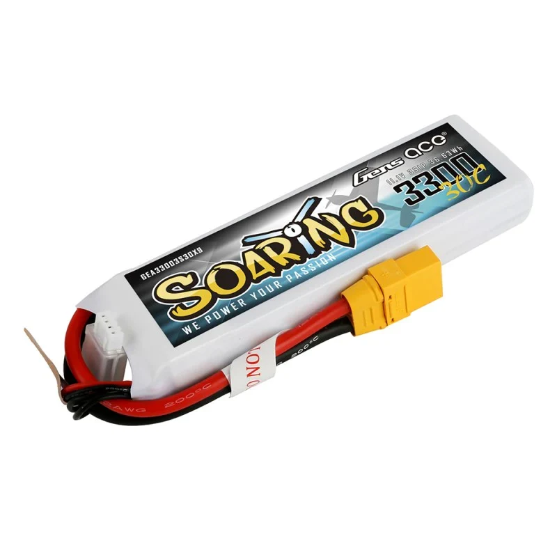 Gens Ace Soaring 3300mAh 11.1V 30C 3S1P Lipo Akkupack mit XT90 Stecker