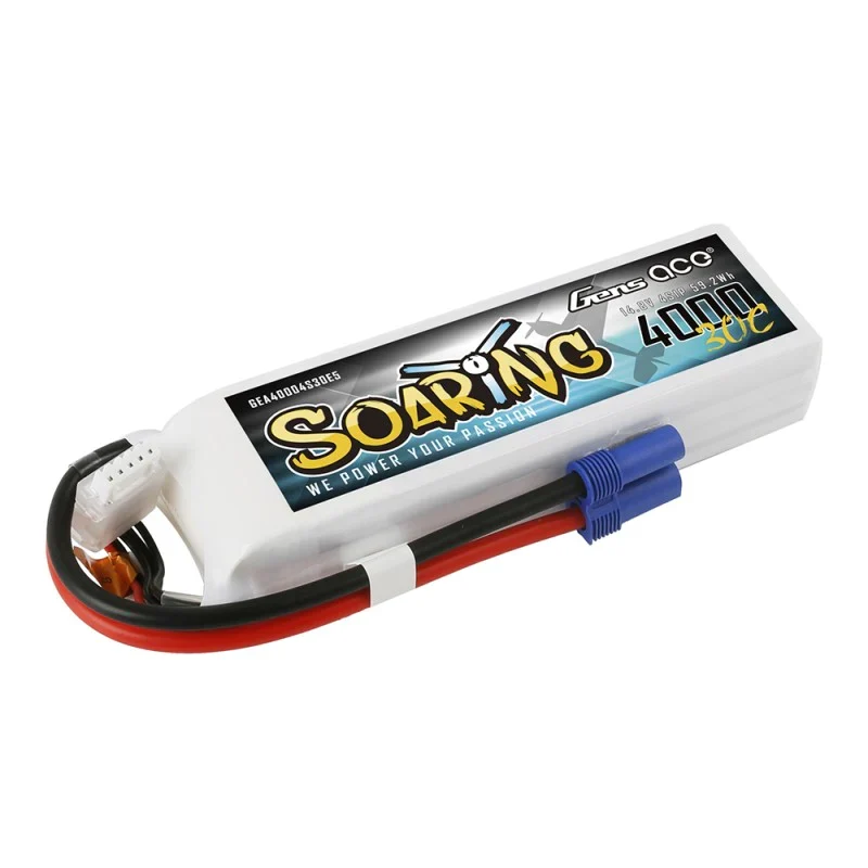 Gens Ace Soaring 4000mAh 14,8V 30C 4S1P Lipo Akkupack mit EC5 Stecker
