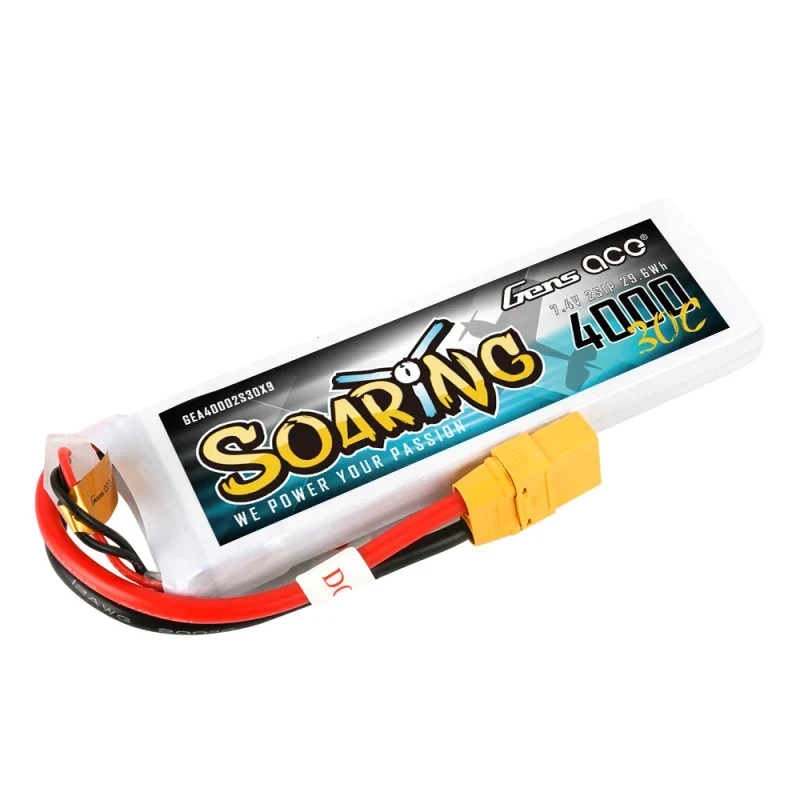 Gens Ace Soaring 4000mAh 7,4V 30C 2S1P Lipo Akkupack mit XT90 Stecker