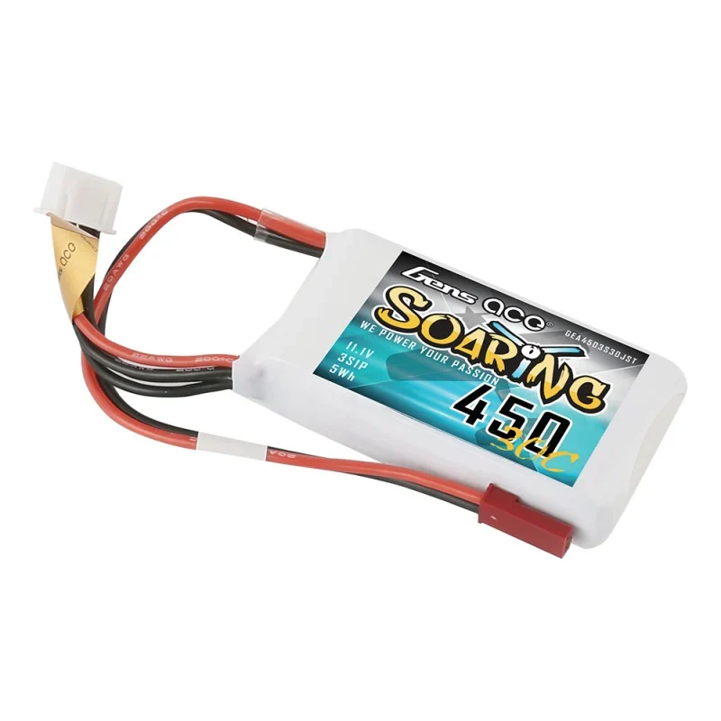 Gens Ace Soaring 450mAh 11.1V 30C 3S1P Lipo-Akkupack mit JST-SYP-Stecker