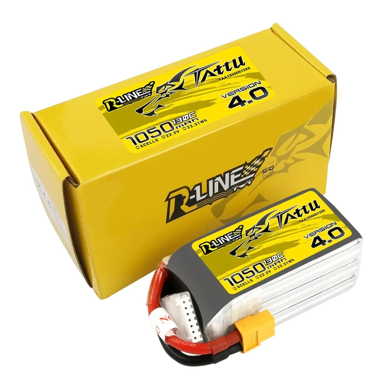 Tattu R-Line Version 4.0 1050mAh 22.2V 130C 6S1P Lipo Akku mit XT60 Stecker