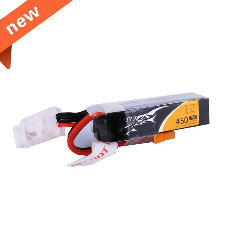Tattu 450mAh 11.1V 75C 3S1P Lipo Akkupack mit - Lange Größe für H-Rahmen