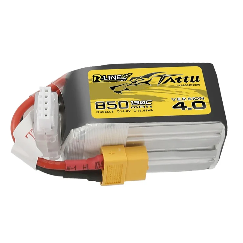Tattu R-Line 850mAh 14.8V 4S1P 130C Lipo Akkupack mit XT60 Stecker