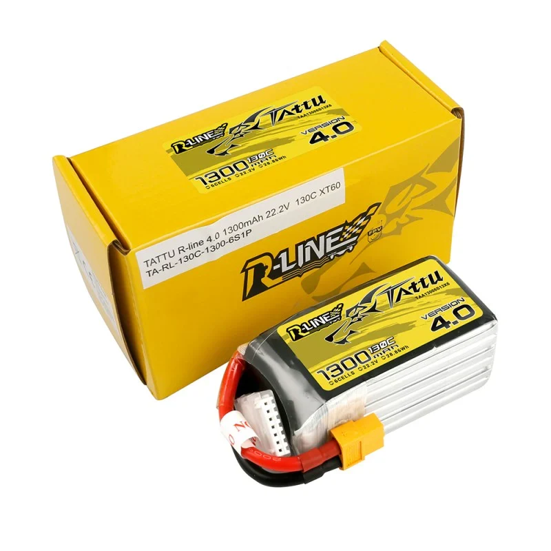 Tattu R-Line Version 4.0 1300mAh 22.2V 130C 6S1P Lipo Akku mit XT60 Stecker