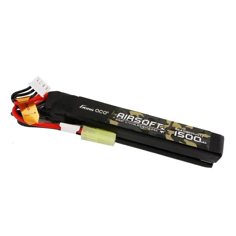 Gens Ace 25C 1500mAh 3S1P 11.1V Nunchuck 2X Airsoft Lipo Akku mit Mini Tamiya Stecker