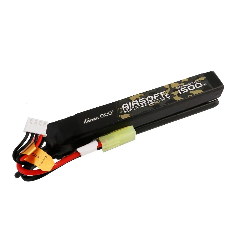 Gens Ace 25C 1500mAh 3S1P 11.1V Nunchuck 2X Airsoft Lipo Akku mit Mini Tamiya Stecker