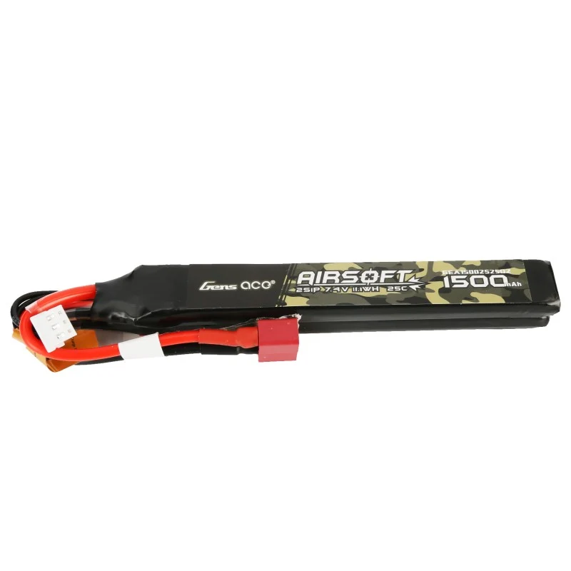 Gens Ace 25C 1500mAh 2S1P 7.4V Nunchuck 2X Airsoft Lipo Batterie mit T-Stecker