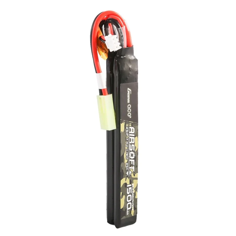 Gens Ace 25C 1500mAh 2S1P 7.4V Nunchuck 2X Airsoft Lipo Akku mit Mini Tamiya Stecker